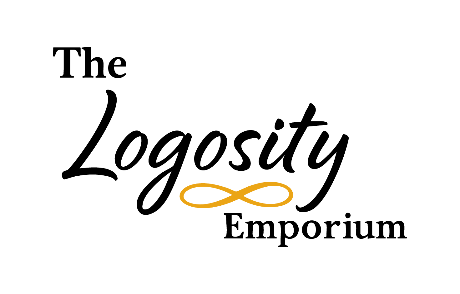 Elegant logo for The Logosity Emporium with infinity symbol.