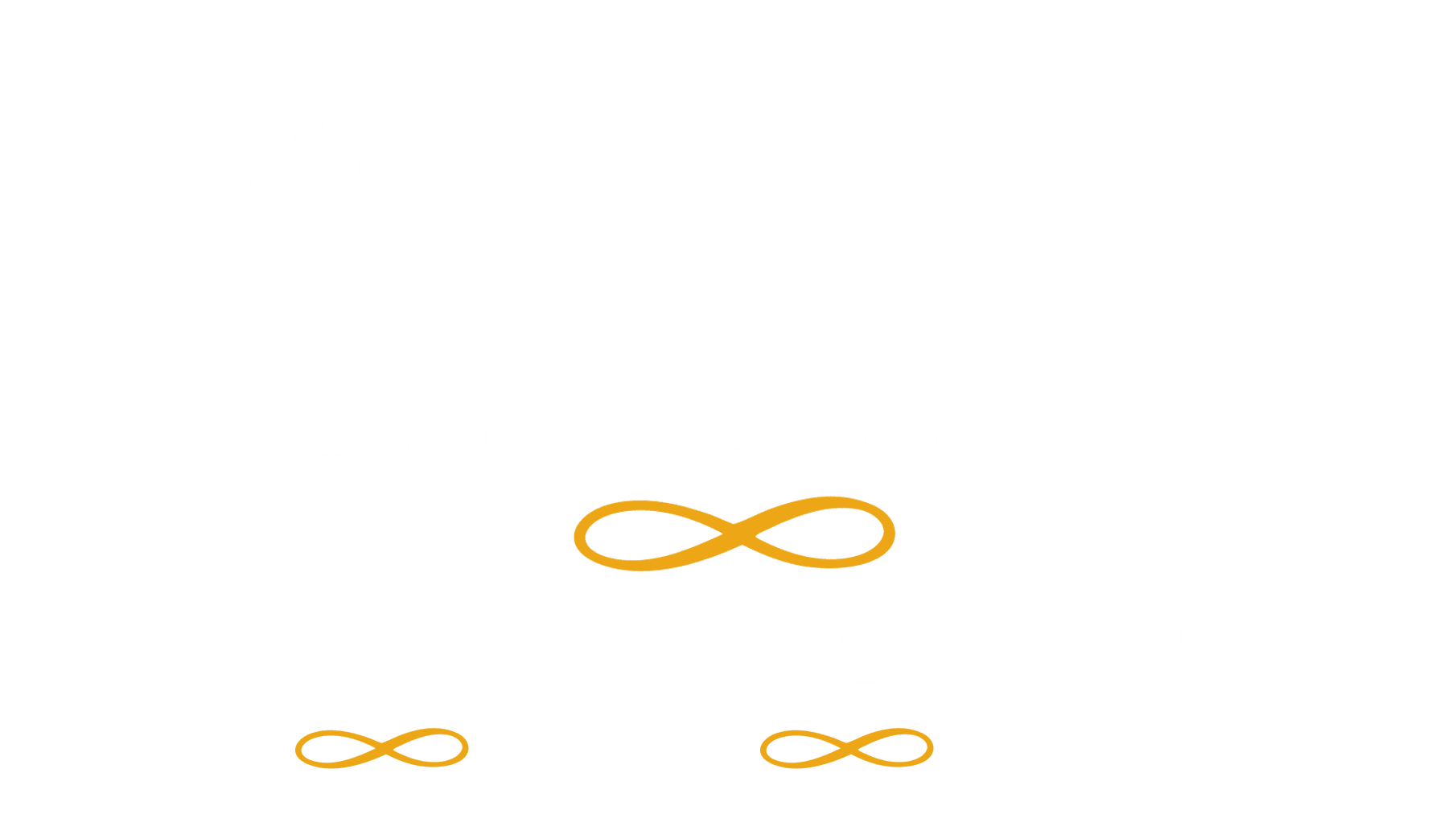 Elegant logo with gold infinity symbols and cursive text on a beige background.
