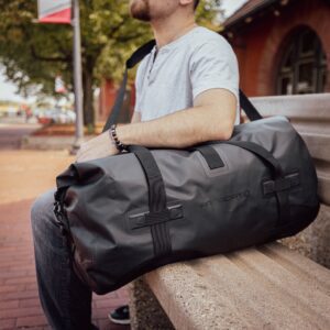 Faraday Shield RF blocking- dry bag duffel bag -Faraday Defense – Black-55L- Black Logo