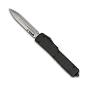 Krate Tactical-knife-black-Carbon Fiber- 2 Steel- Aluminum- Out-the-Front- 3.5" Blade-8.25" Overall