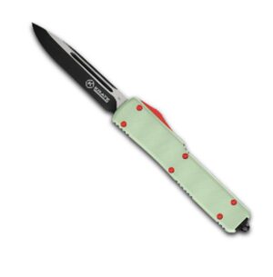 Krate Tactical-knife-jade-Carbon Fiber- 2 Steel- Aluminum- Out-the-Front- 3.5" Blade-8.25" Overall