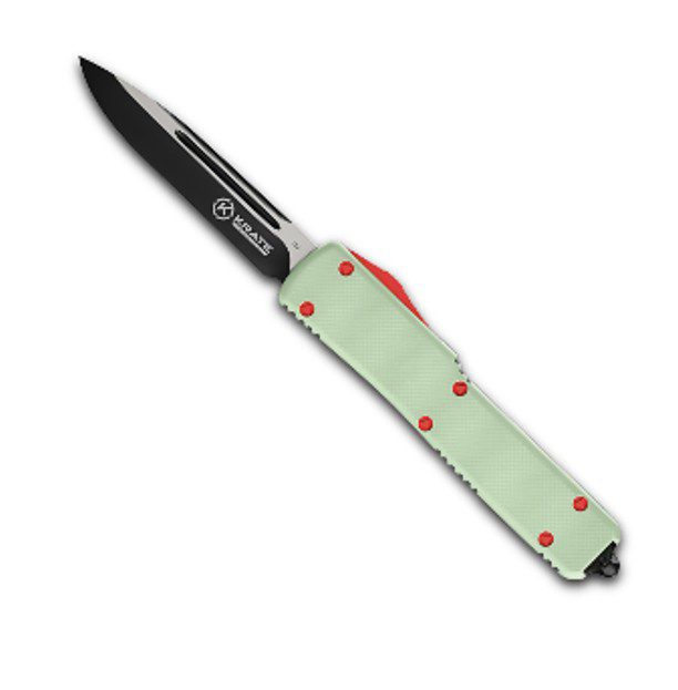 Krate Tactical-knife-jade-Carbon Fiber- 2 Steel- Aluminum- Out-the-Front- 3.5" Blade-8.25" Overall