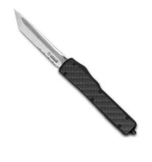 Krate Tactical-knife-black-Carbon Fiber- 2 Steel- Aluminum- Out-the-Front- 3.5" Blade-8.25" Overall