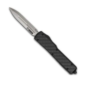 Krate Tactical-knife-black-Carbon Fiber- 2 Steel- Aluminum- Out-the-Front- 3.5" Blade-8.25" Overall