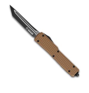 Krate Tactical-knife-light brown-Carbon Fiber- 2 Steel- Aluminum- Out-the-Front- 3.5" Blade-8.25" Overall
