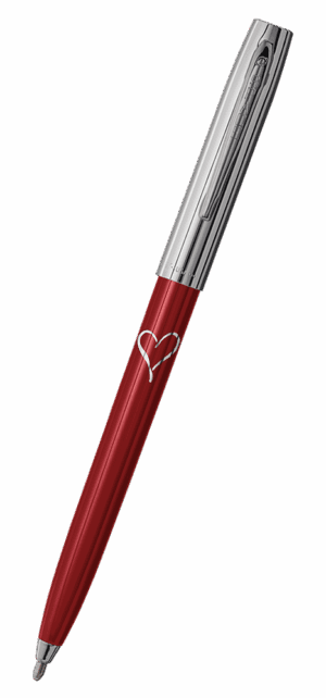 Fisher Space Pen-CapOMatic Plastic Model- Red with Chrome Cap and Heart- Plastic Base Material-Plastic Finish-Open 5.27″; Closed 5.13″