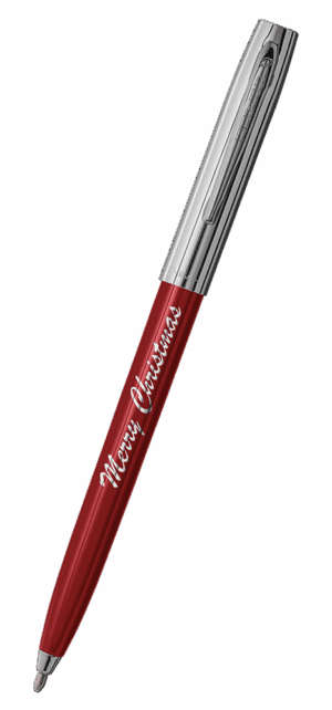 Fisher Space Pen-CapOMatic Plastic Merry Christmas Model- Red with Chrome Cap-Plastic Base Material-Plastic Finish-Open 5.27″; Closed 5.13″