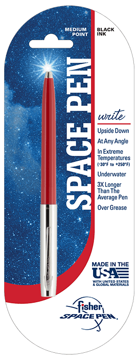 A pen that writes upside down in extreme conditions, including underwater and in grease.