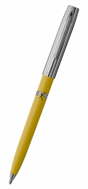 Fisher Space Pen-CapOMatic Plastic Checkered Flag Model- Yellow with Chrome Cap-Plastic Base Material-Plastic Finish-Open 5.27″; Closed 5.13″