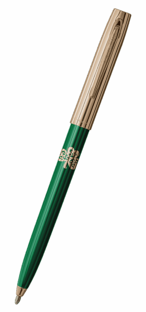 Fisher Space Pen-CapOMatic Plastic Model- Green with Gold Cap and Shamrock- Plastic Base Material-Plastic Finish-Open 5.27″; Closed 5.13″