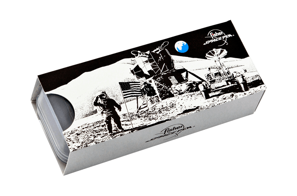 Chocolate bar with lunar landing design on wrapper.
