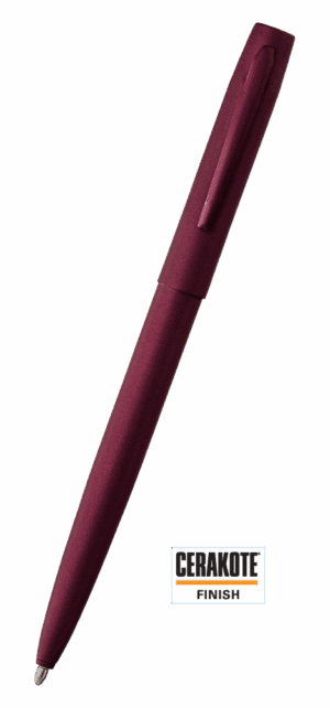 Fisher Space Pen-CapOMatic Cerakote Model- Black Cherry color- Brass Base Material-Cerakote Finish-Open 5.27″; Closed 5.13″