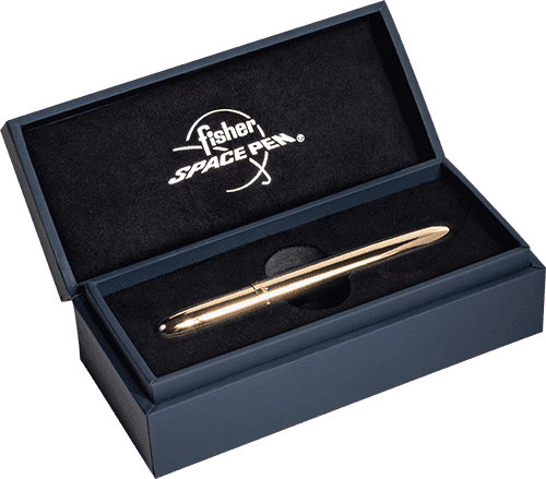 Elegant Falcon Space Pen in a black presentation box.
