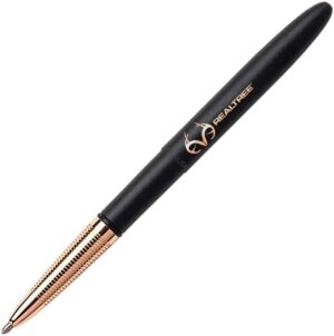 Fisher Space Pen-Bullet Gold Finger Grip Model-Black and Gold-color-Powder Coated Finish-Brass Base Material-Open 5.35″; Closed 3.77″