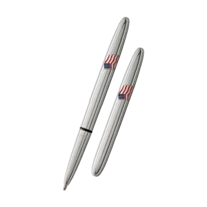 Fisher Space Pen-Bullet American Flag Model-Chrome color-Brass Base Material- Chrome Plated finish-5.35″; Closed 3.77″
