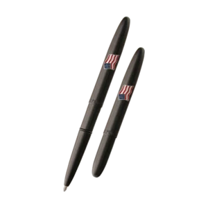 Fisher Space Pen-Bullet American Flag Model-Matte Black color-Brass Base Material- Powder Coated Finish-5.35″; Closed 3.77″