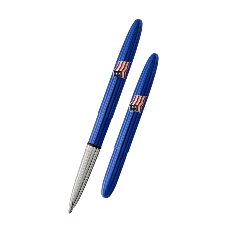Fisher Space Pen-Bullet American Flag Model-Blue color-Brass Base Material- Translucent finish-5.35″; Closed 3.77″