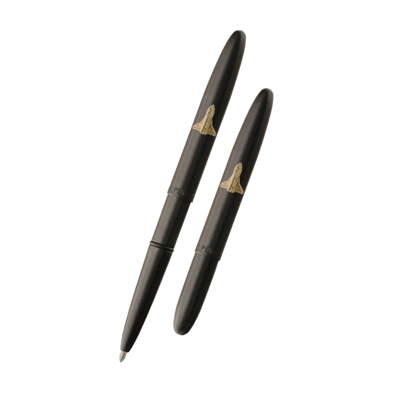 Fisher Space Pen-Bullet Space Shuttle Model-Matte Black color-Optional gold finger grip-Brass Base Material-Powder coated Finish-5.35″; Closed 3.77″
