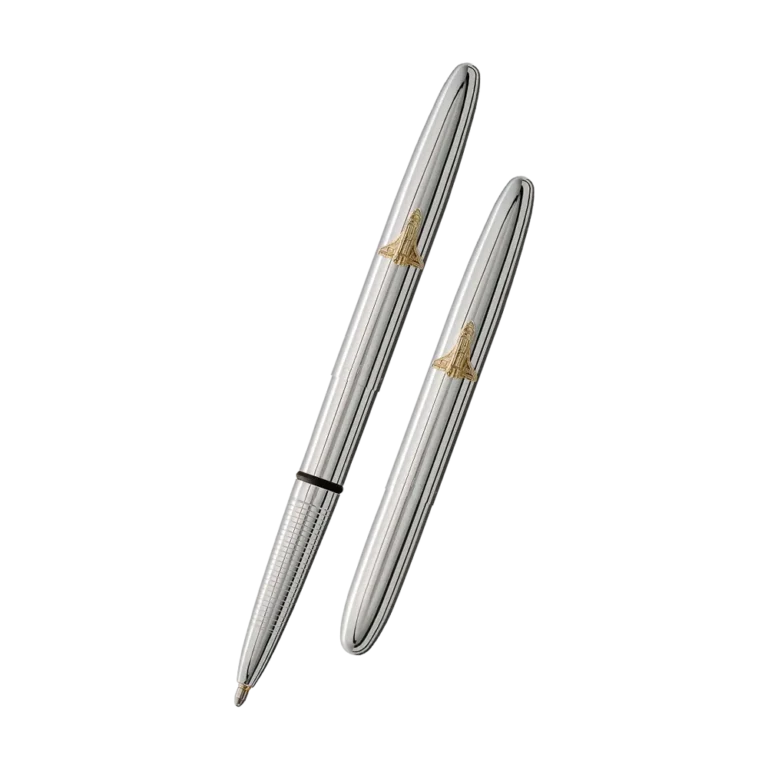 Fisher Space Pen-Bullet Space Shuttle Model-Chrome color-Brass Base Material-Chrome Plated Finish-5.35″; Closed 3.77″